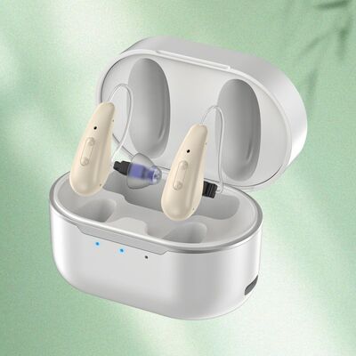 5 Níveis Auxílios auditivos OTC Tipo BTE Incorporando 16 canais para melhorar o desempenho auditivo e reduzir o ruído de fundo