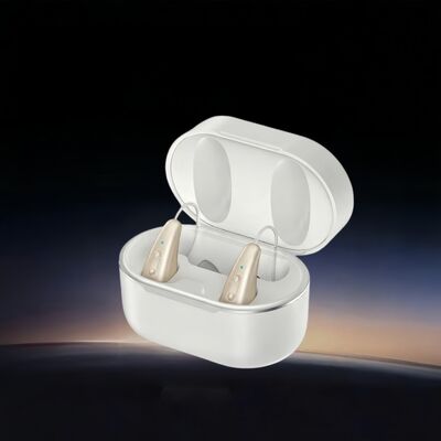 Beige Or Custom OTC Hearing Aids Featuring Rechargeable Lithium ion Polymer Battery And 16 Channels For Enhanced Hearing